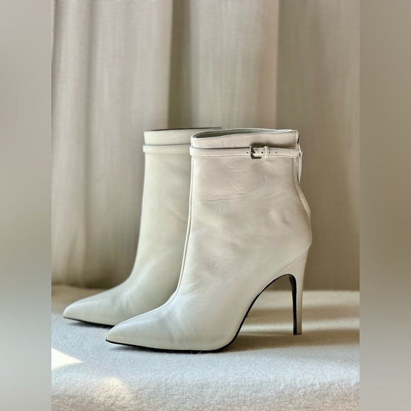 New Authentic Reiss Ashton Leather Off White Ankle Boots - Picture 4 of 7